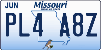 MO license plate PL4A8Z