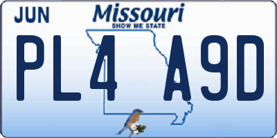 MO license plate PL4A9D