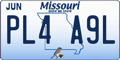 MO license plate PL4A9L