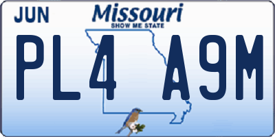 MO license plate PL4A9M