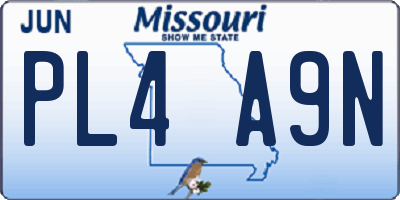 MO license plate PL4A9N