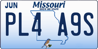 MO license plate PL4A9S