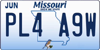 MO license plate PL4A9W