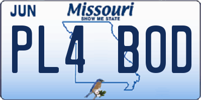 MO license plate PL4B0D