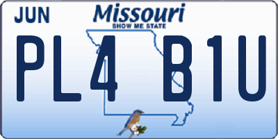 MO license plate PL4B1U