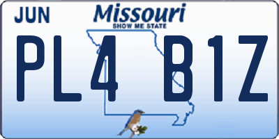 MO license plate PL4B1Z
