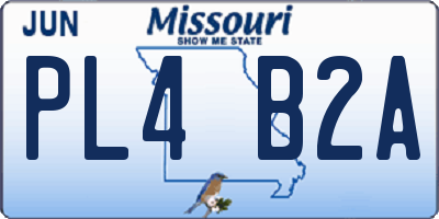 MO license plate PL4B2A