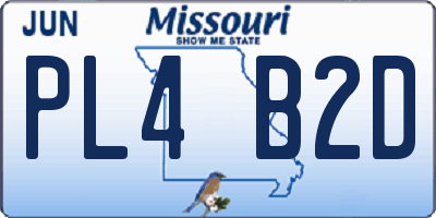 MO license plate PL4B2D