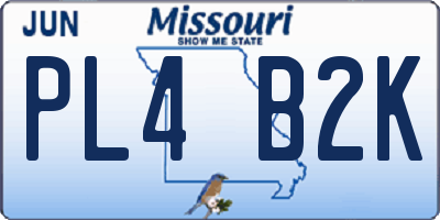 MO license plate PL4B2K