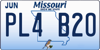 MO license plate PL4B2O