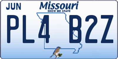 MO license plate PL4B2Z