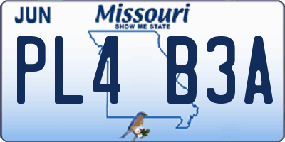 MO license plate PL4B3A