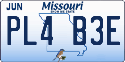 MO license plate PL4B3E