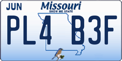 MO license plate PL4B3F