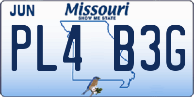 MO license plate PL4B3G