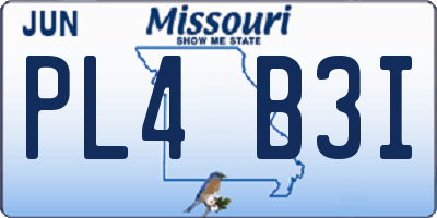 MO license plate PL4B3I
