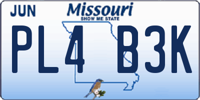 MO license plate PL4B3K