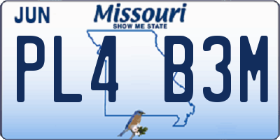 MO license plate PL4B3M