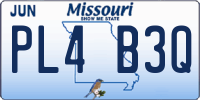 MO license plate PL4B3Q