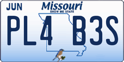 MO license plate PL4B3S