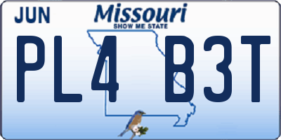 MO license plate PL4B3T