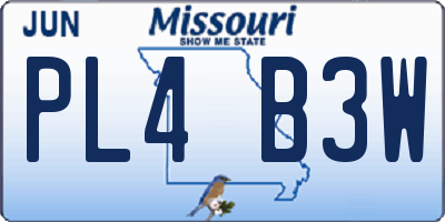 MO license plate PL4B3W