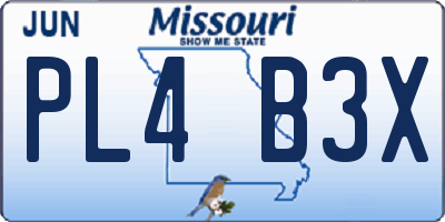 MO license plate PL4B3X