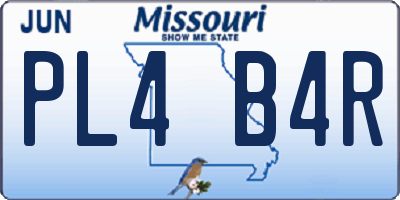 MO license plate PL4B4R