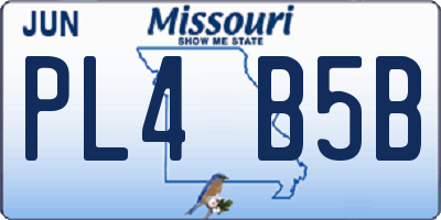 MO license plate PL4B5B