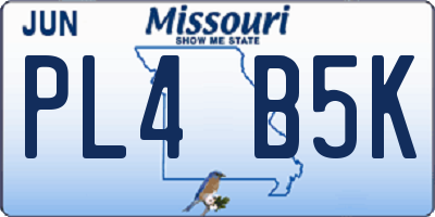 MO license plate PL4B5K