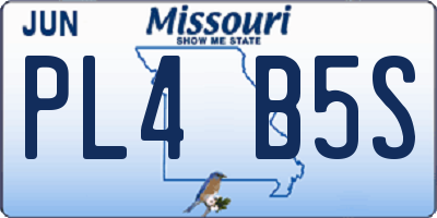 MO license plate PL4B5S