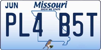 MO license plate PL4B5T