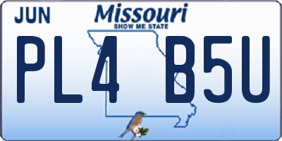 MO license plate PL4B5U