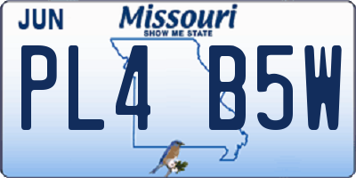 MO license plate PL4B5W