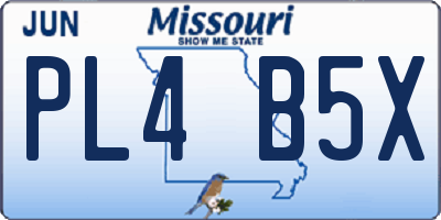 MO license plate PL4B5X