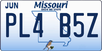 MO license plate PL4B5Z