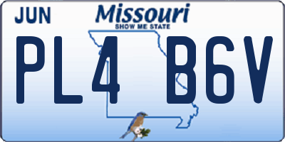 MO license plate PL4B6V