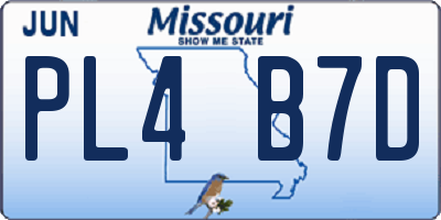 MO license plate PL4B7D