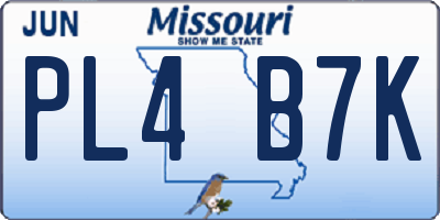 MO license plate PL4B7K