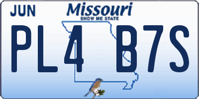 MO license plate PL4B7S