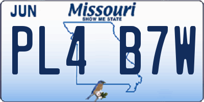 MO license plate PL4B7W