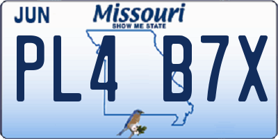 MO license plate PL4B7X