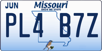 MO license plate PL4B7Z