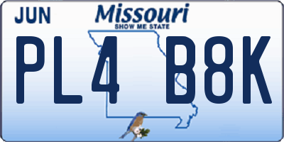MO license plate PL4B8K