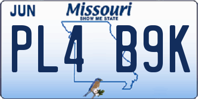 MO license plate PL4B9K