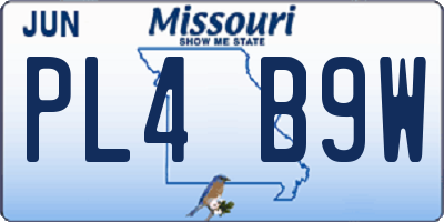 MO license plate PL4B9W