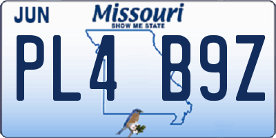MO license plate PL4B9Z