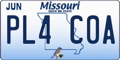 MO license plate PL4C0A