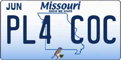 MO license plate PL4C0C