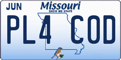 MO license plate PL4C0D